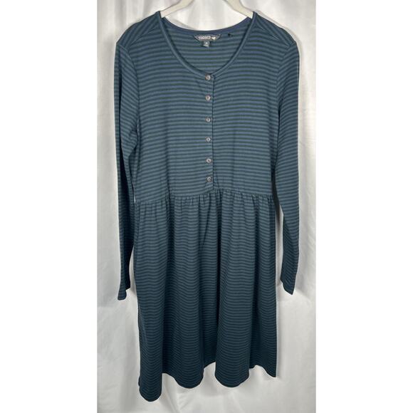 Toad & Co Piru Henley Dress Womens Medium Navy Long Sleeve Pockets Casual - Picture 1 of 3